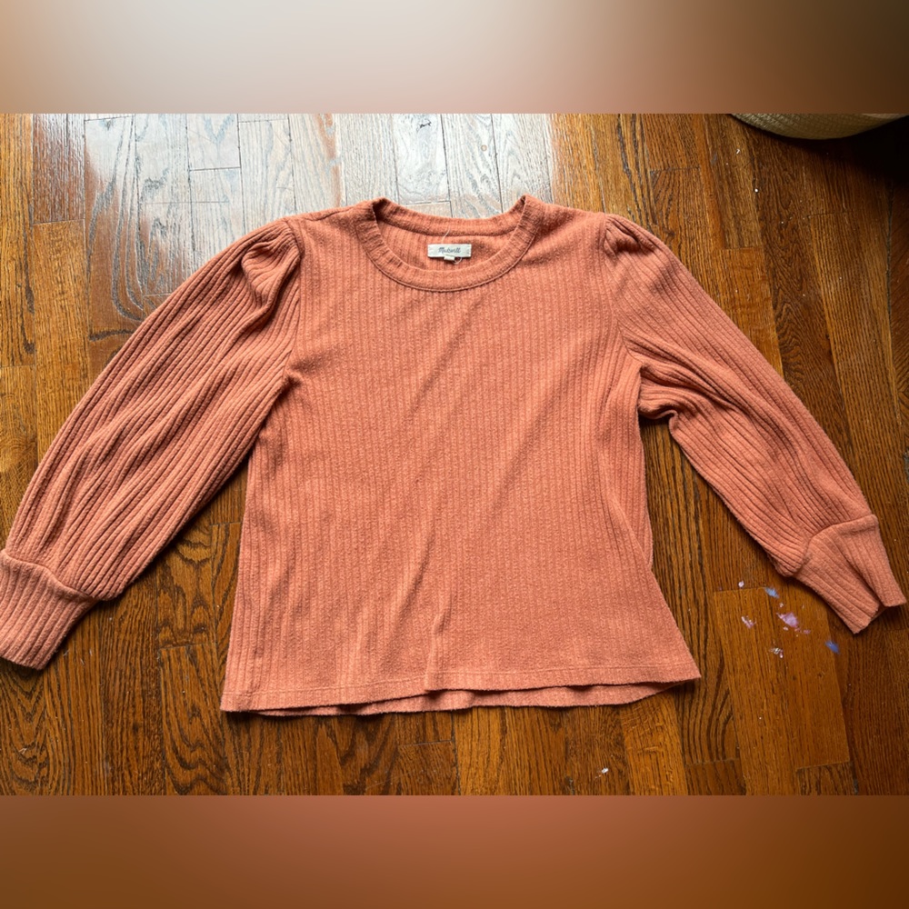 Madewell Brushed Rib Pleat-Sleeve Sweater